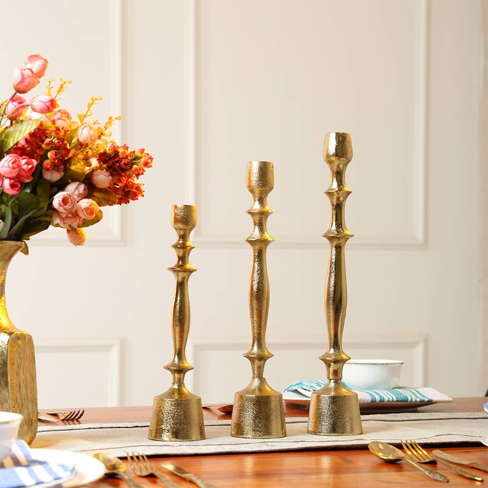 Gold Taper 12" Candle Holder