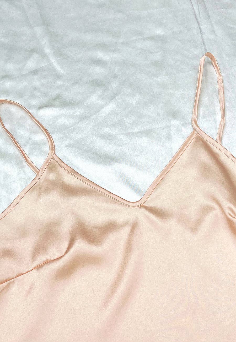 Satin Tank and Ruffle Hem Shorts: Pink