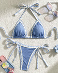 Sexy Multicolor Lace-Up Bikini Swimsuit