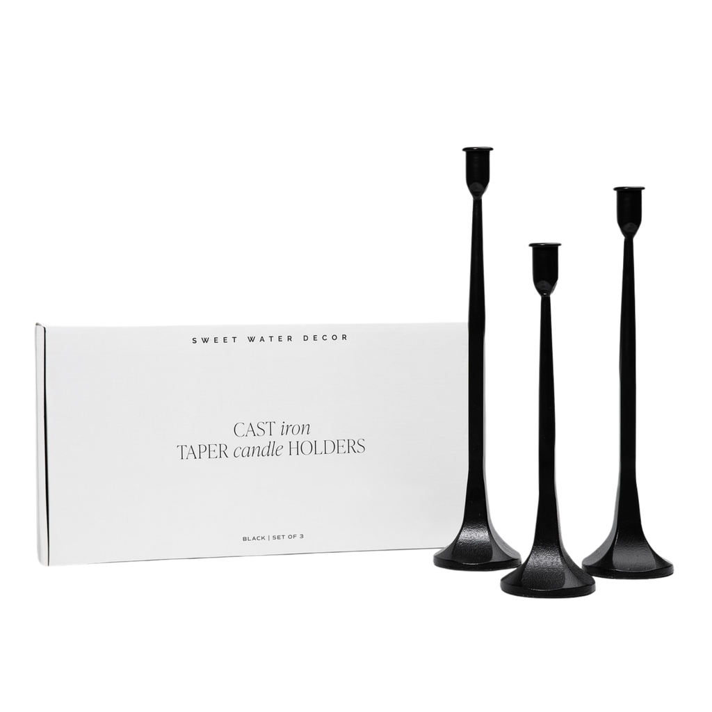 Cast Iron Taper Candle Holders Set
