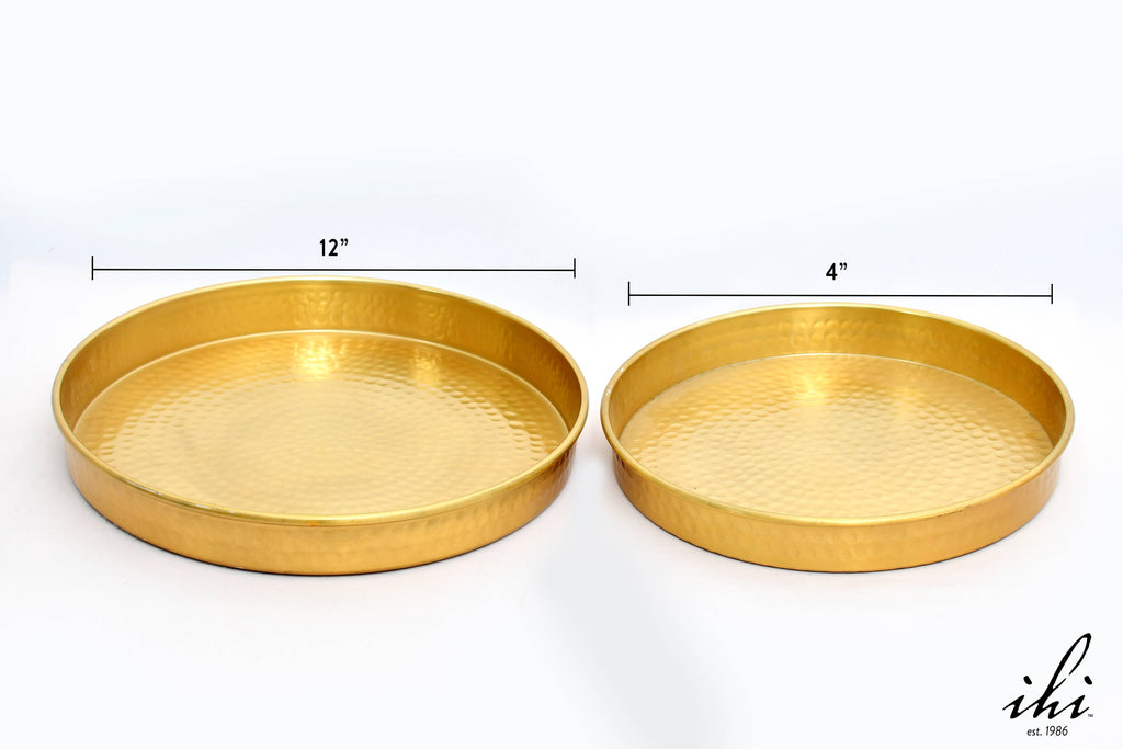 2-Piece Gold Hammered Trays