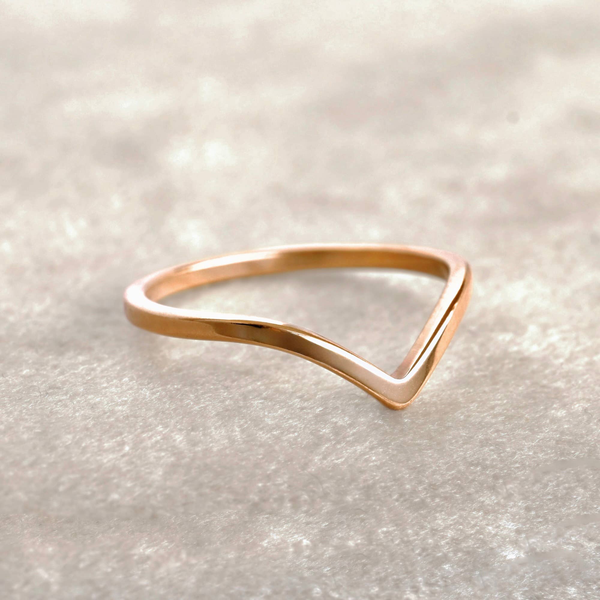 Wishbone Stacker Ring - Dainty V Ring - Peak Chevron Ring : Yellow Gold / 6