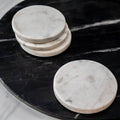 White Marble Round Coaster - Set of 4