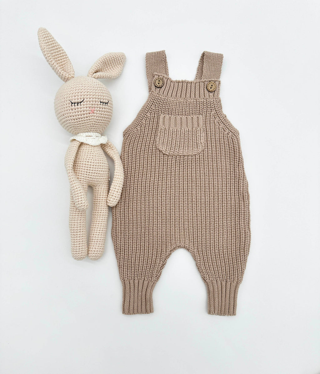 Sleepy Crochet Bunny Doll Standing Ears: Apricot bunny Doll