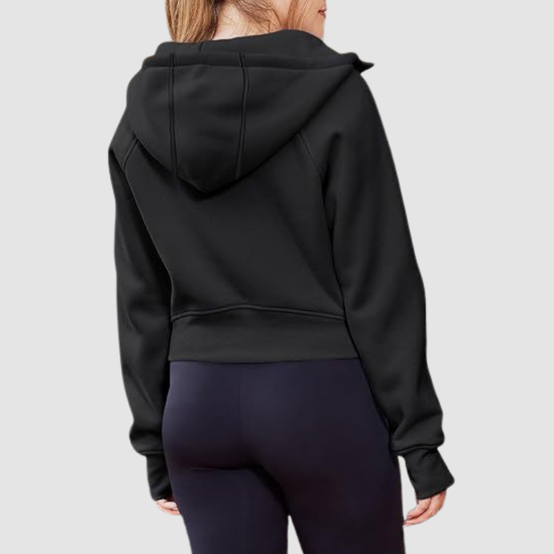 Women's Cropped Zip Up Athleisure Hoodie
