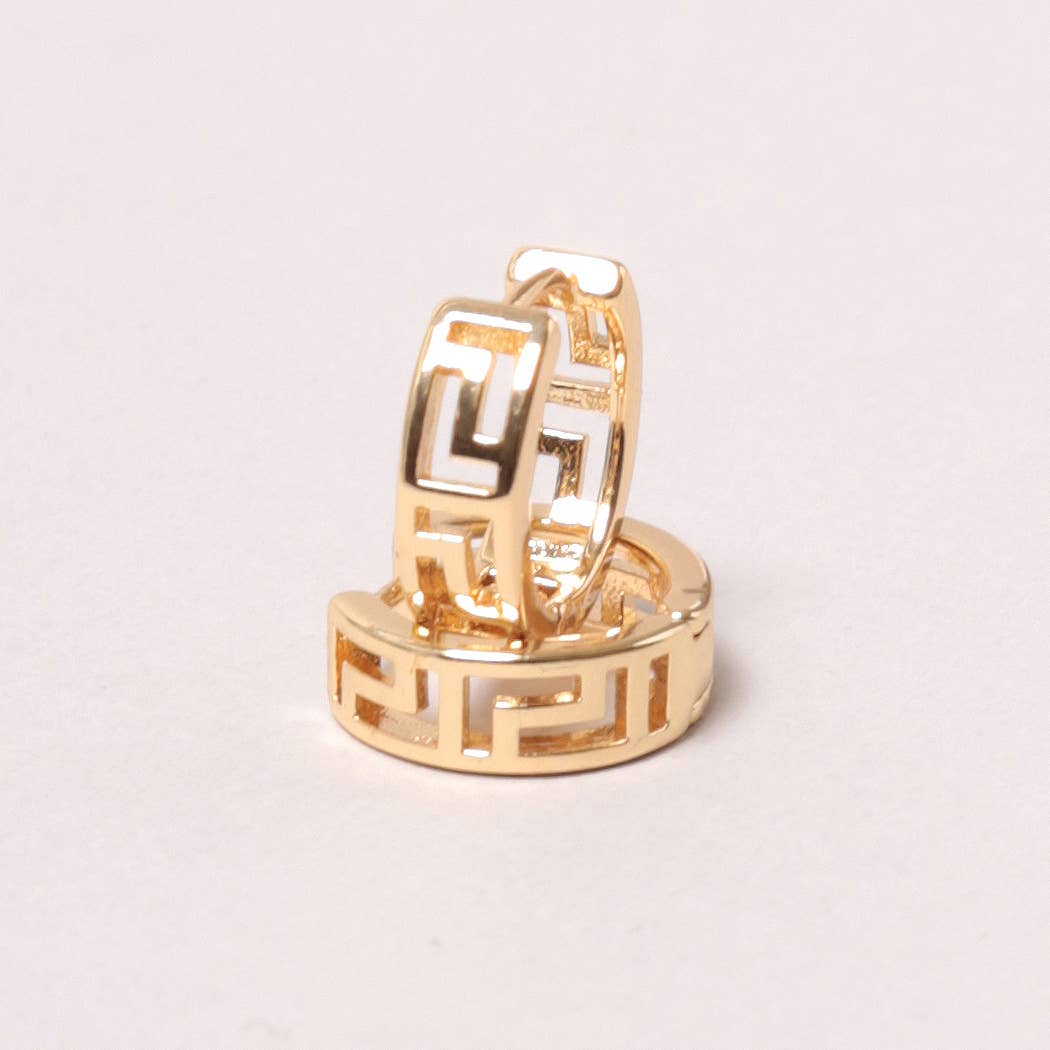 14K Gold-Dipped Carved Hoop Earring: GLD / ONE SIZE