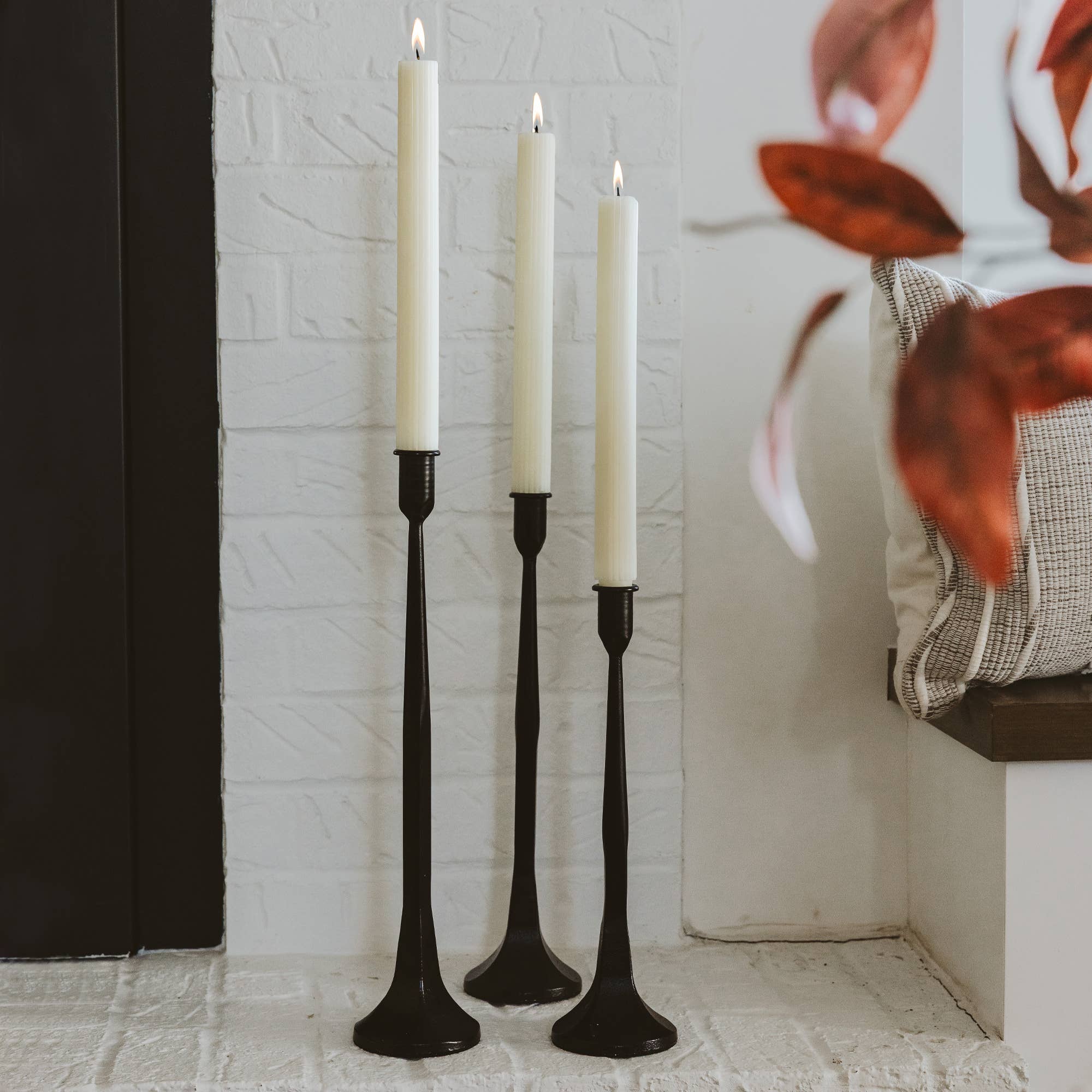 Cast Iron Taper Candle Holders Set