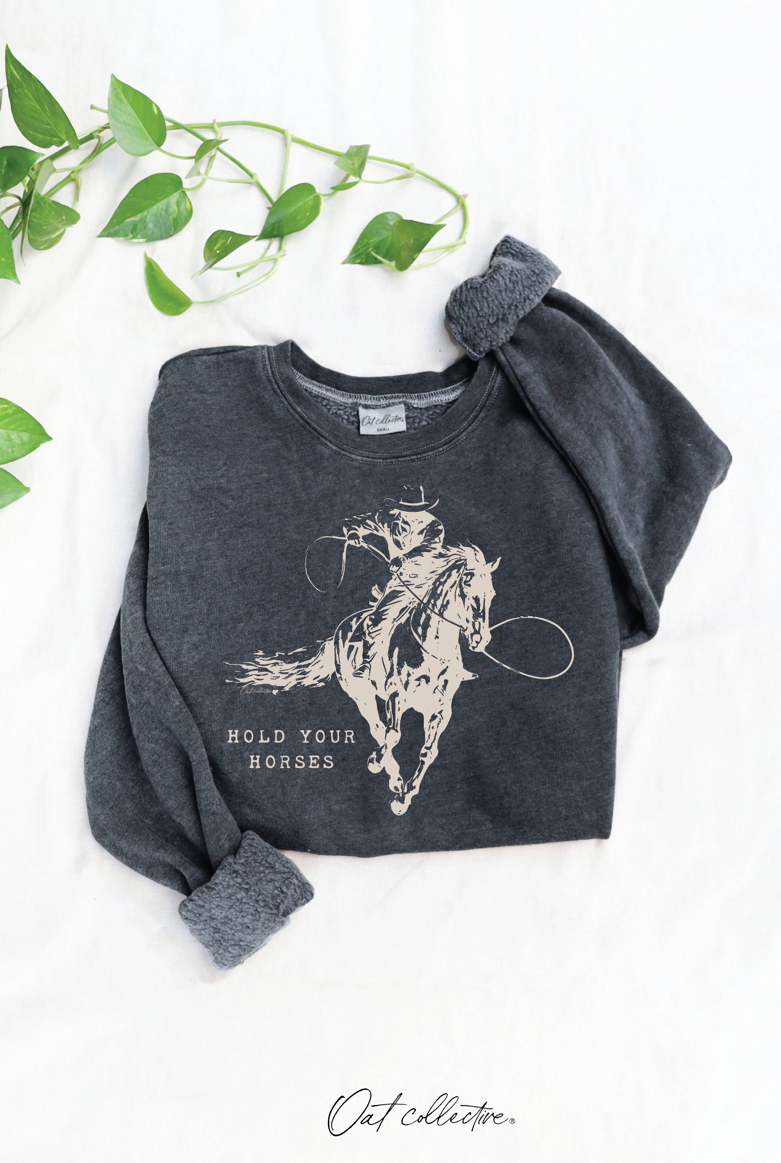 HOLD YOUR HORSES Mineral Graphic Sweatshirt: SOFT PINK