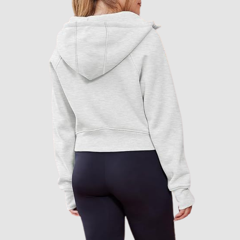 Women's Cropped Zip Up Athleisure Hoodie