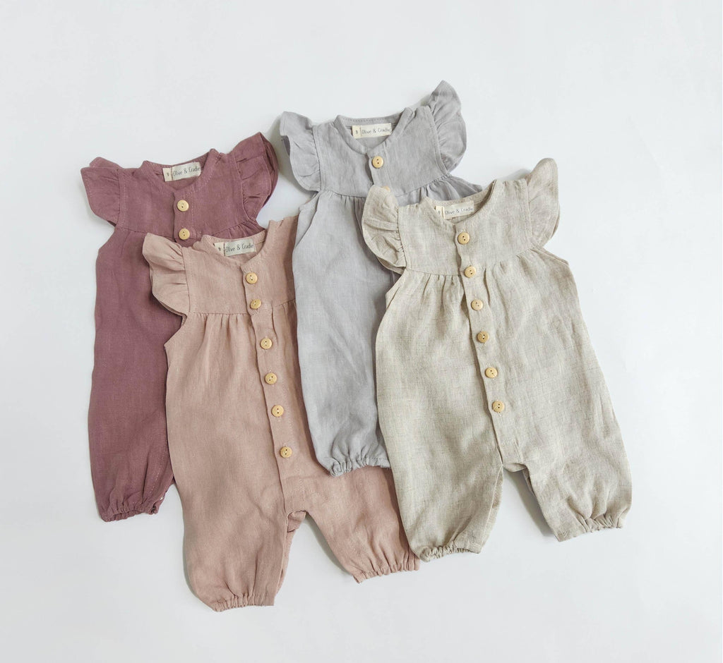 Jennifer Linen Jumper + Bow: Vintage pink