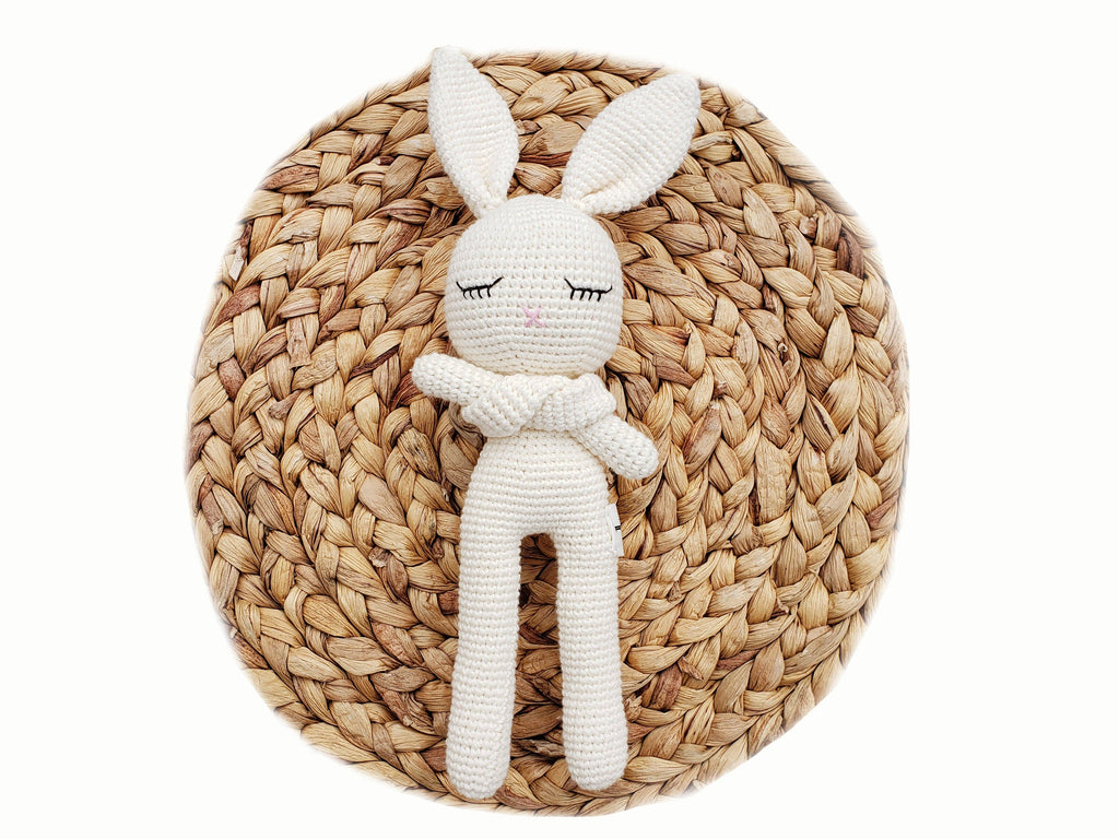 Sleepy Crochet Bunny Doll Standing Ears: Apricot bunny Doll