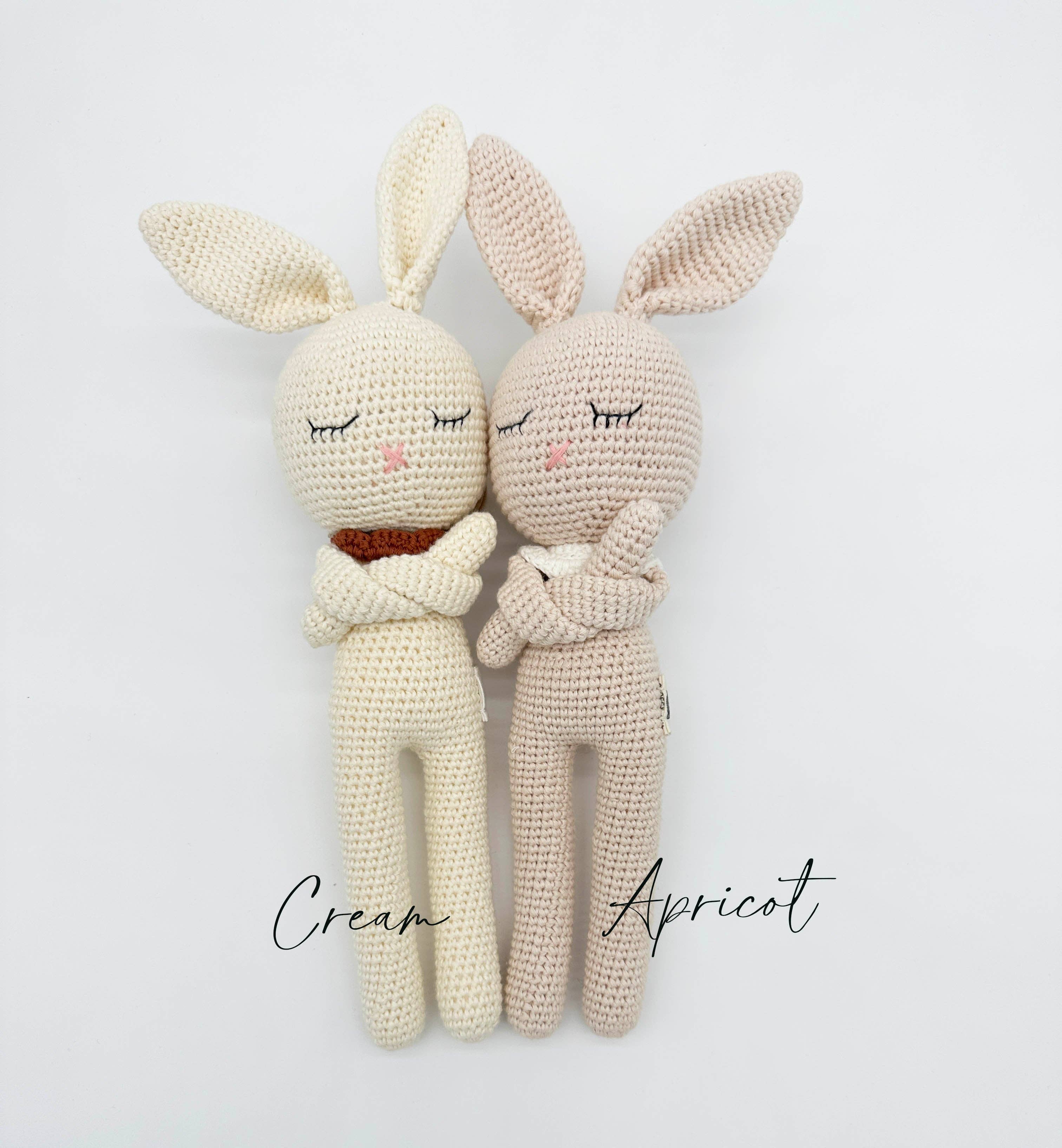 Sleepy Crochet Bunny Doll Standing Ears: Cream bunny Doll