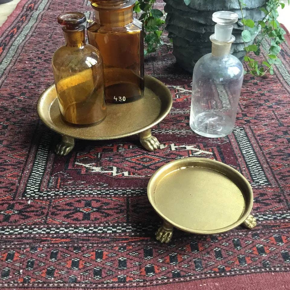 Small Claw Foot Round Dish with Gold Leaf: Small