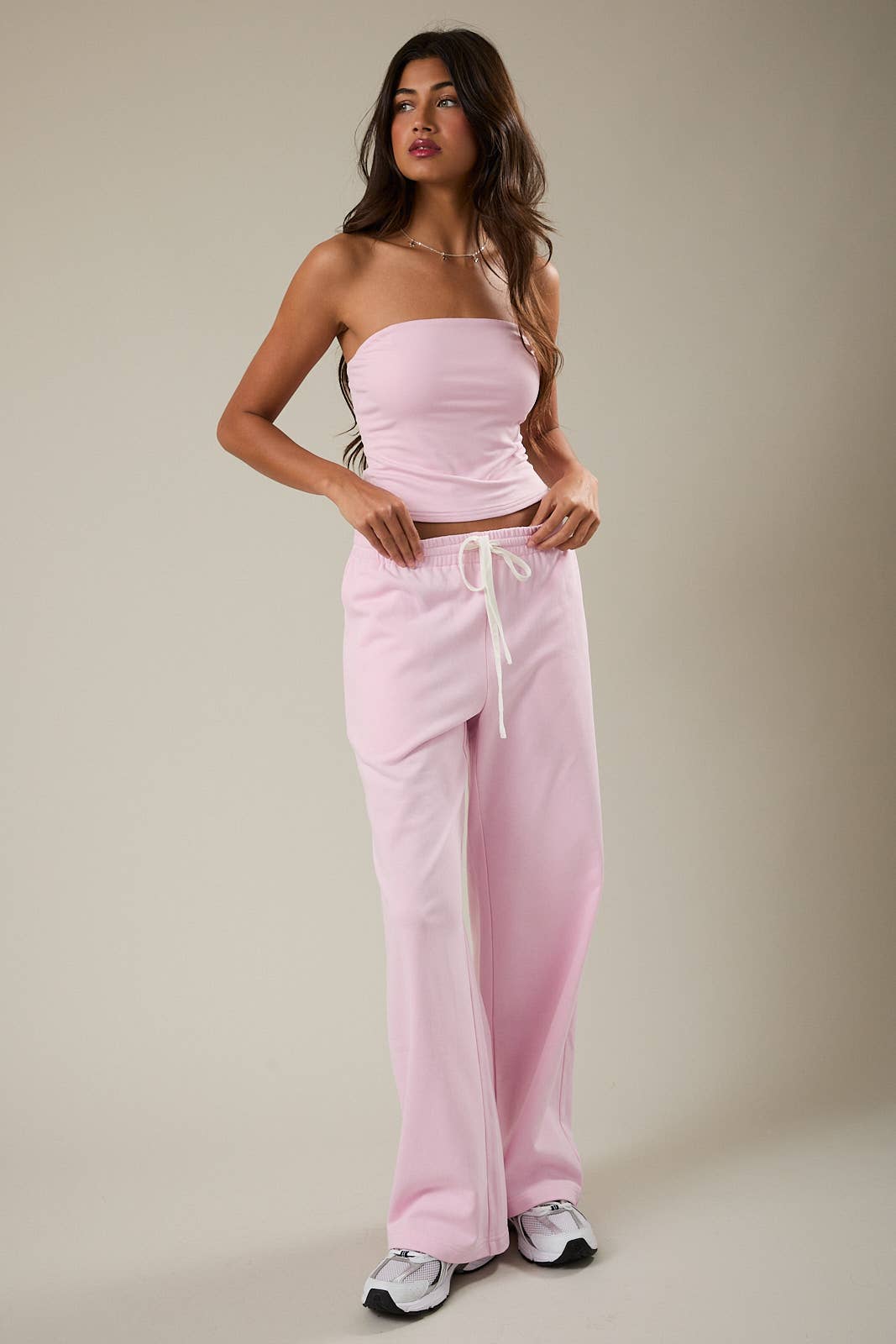 MID-RISE WIDE LEG SWEATPANTS: LT BLUE / S
