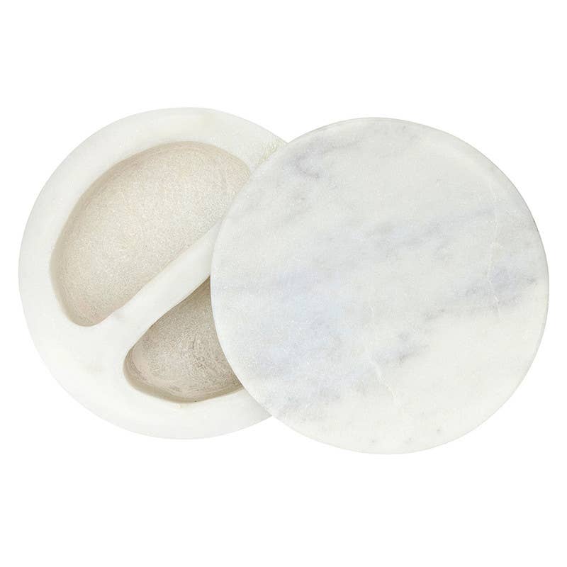 Marble Salt + Pepper Cellar: 3" Dia x 2" H