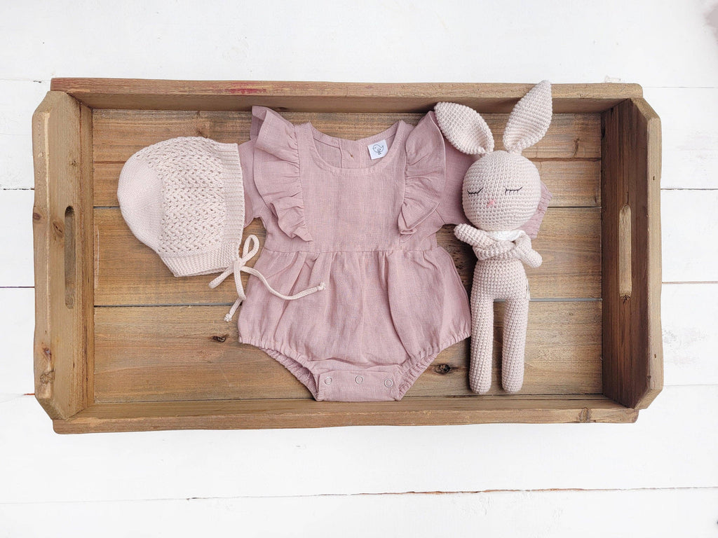 Sleepy Crochet Bunny Doll Standing Ears: Apricot bunny Doll