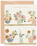 Get Well Soon Flower Arrangements on Shelf Get Well Card