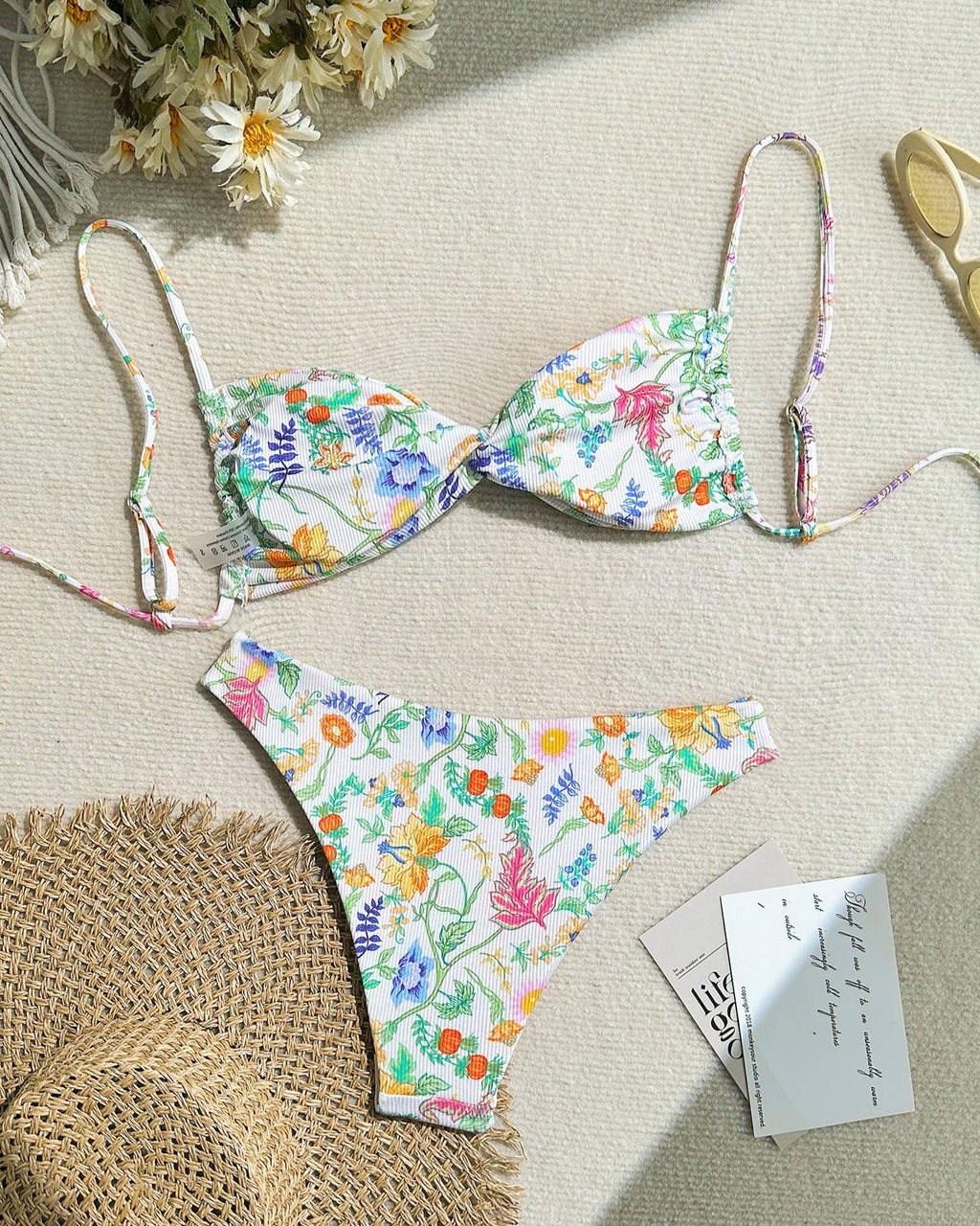 Sexy Beach Floral Print Bikini Swimsuit