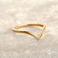 Wishbone Stacker Ring - Dainty V Ring - Peak Chevron Ring : Yellow Gold / 6