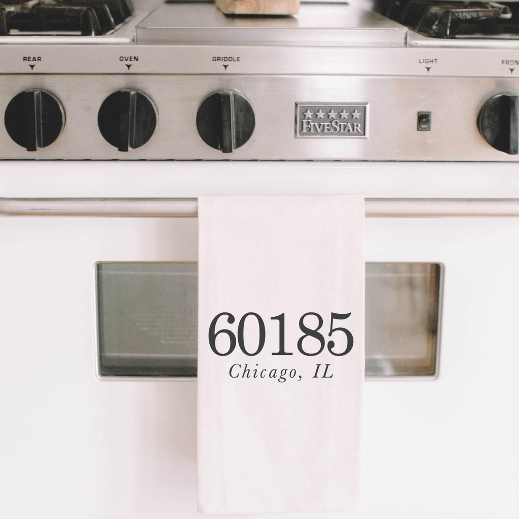 Personalized Tea Towel - Personalized Zip Code |: Natural