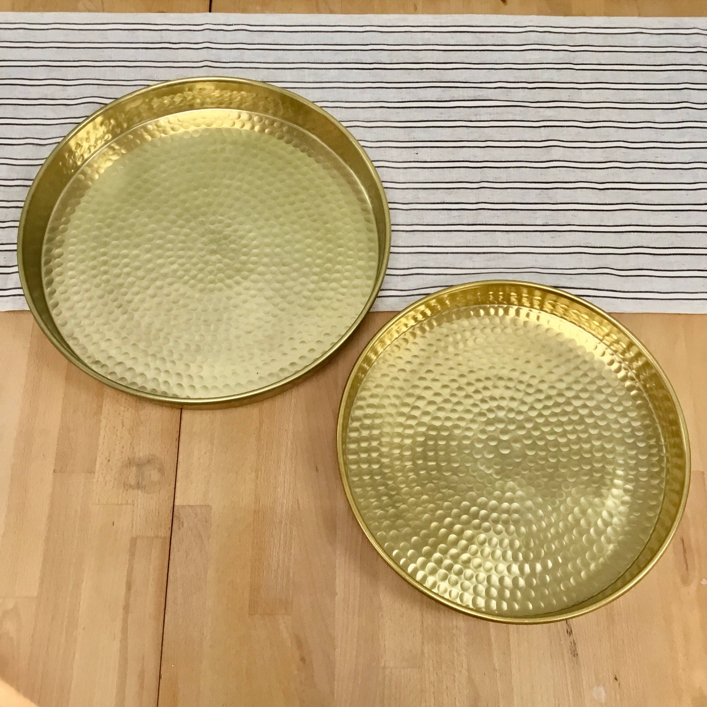 2-Piece Gold Hammered Trays