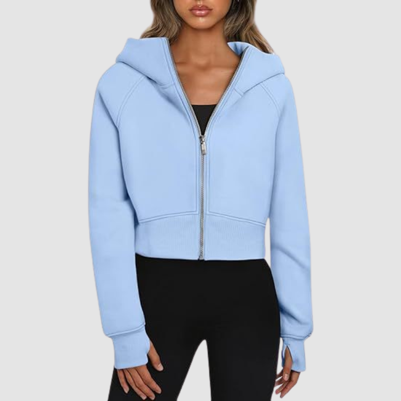 Women's Cropped Zip Up Athleisure Hoodie