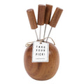 Charcuterie Appetizer Picks - Set of 4: Hand Wash Only / Acacia Wood, Stainless steel