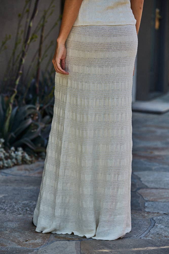 Knit Sweater Acrylic Cotton Nylon Ribbed Maxi Skirt