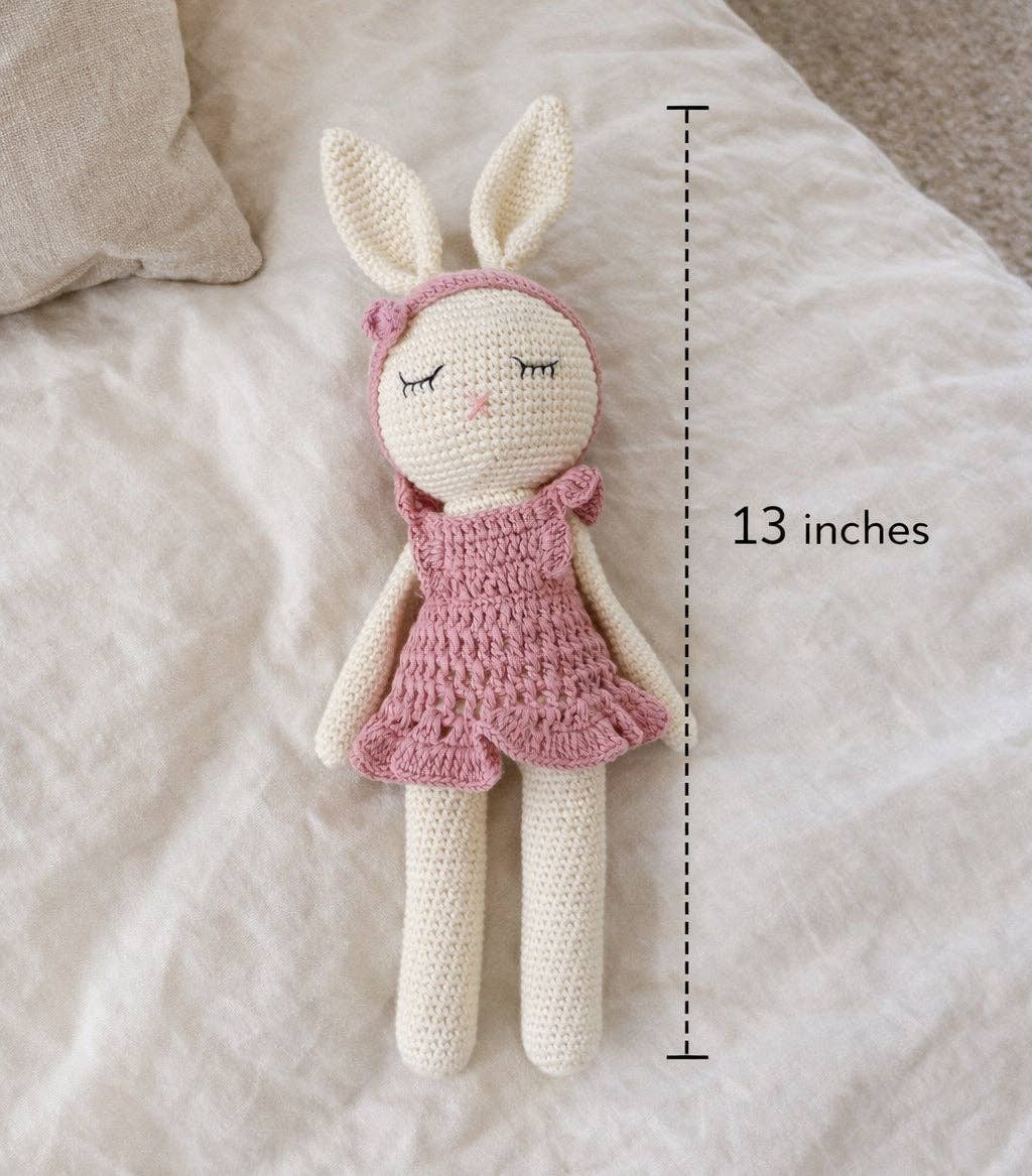 Sleepy Crochet Bunny Doll Standing Ears: Cream bunny Doll