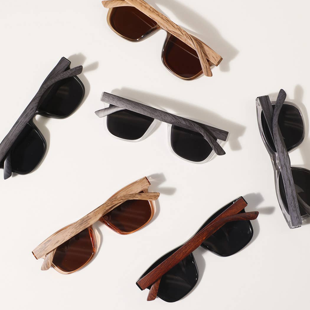 Square Shape Frame Wood Legs Fashion Sunglasses