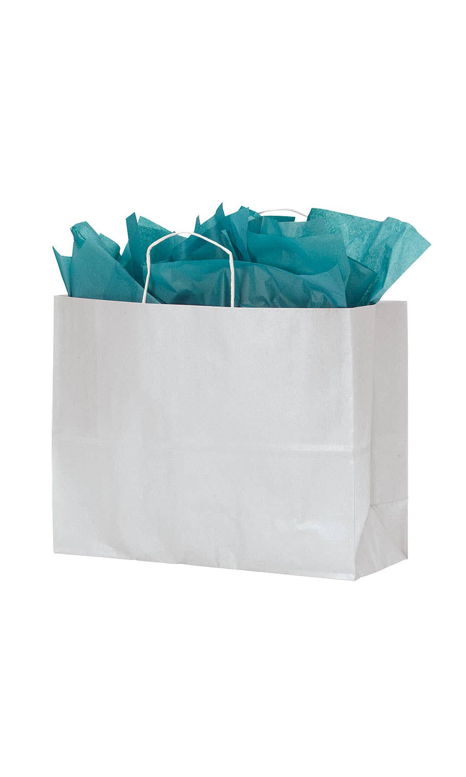 Kraft Paper Shopping Bags: White / Case of 100 / Small