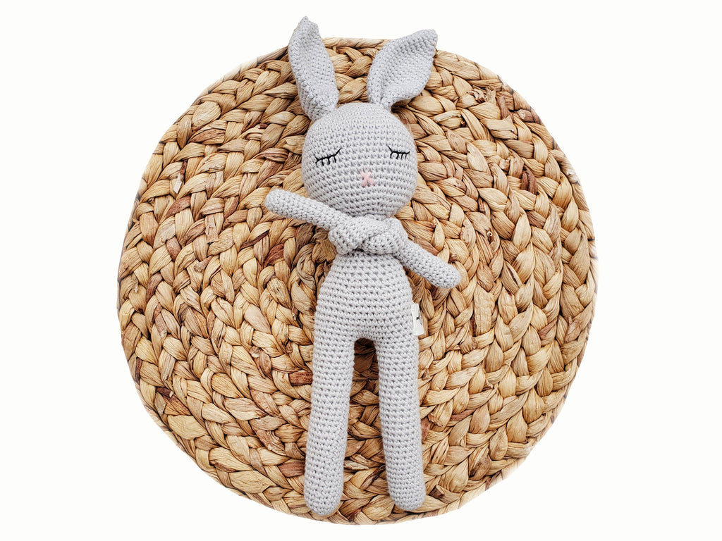 Sleepy Crochet Bunny Doll Standing Ears: Cream bunny Doll