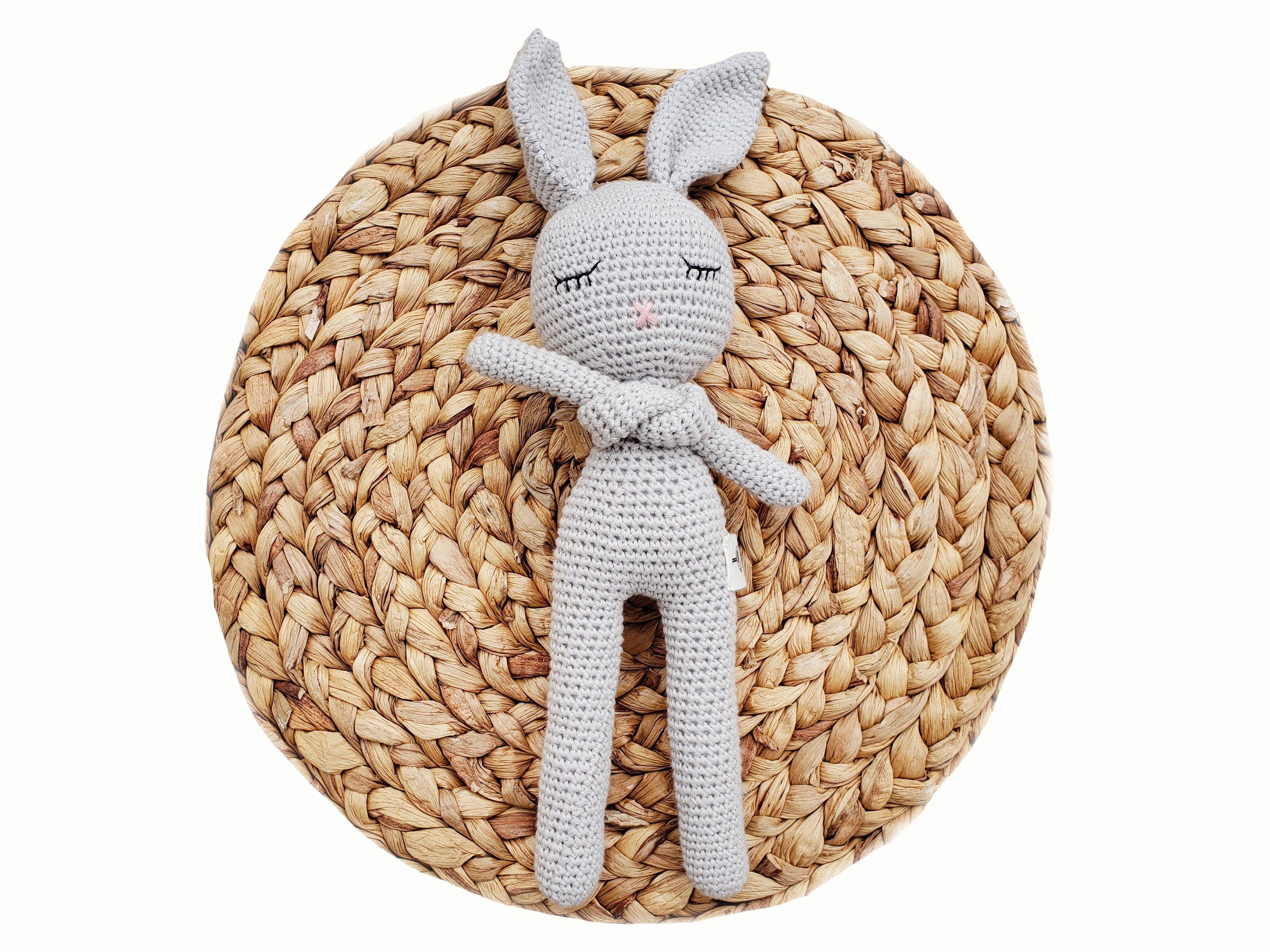 Sleepy Crochet Bunny Doll Standing Ears: Cream bunny Doll