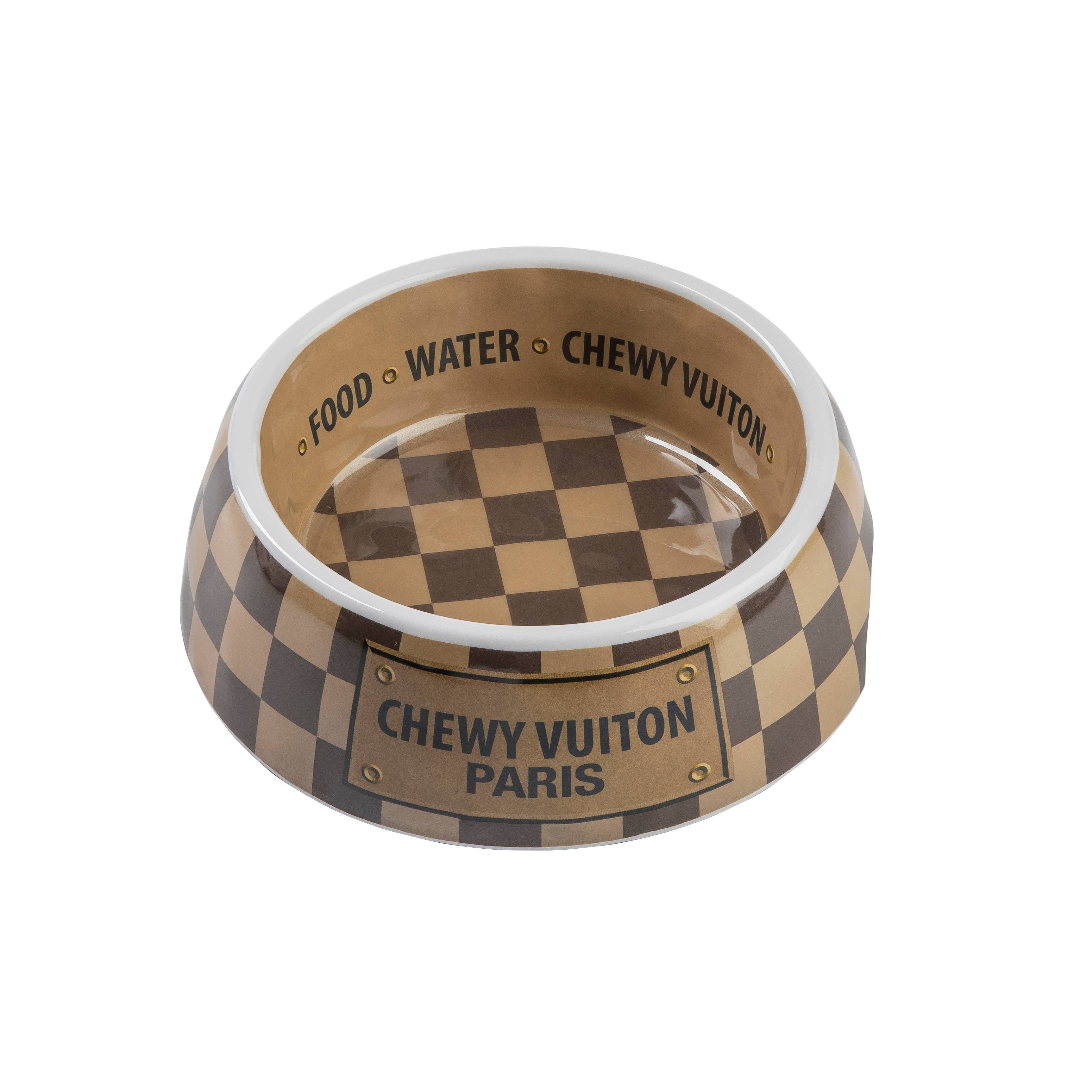 Tan Checker Chewy Vuiton Bowl - Large