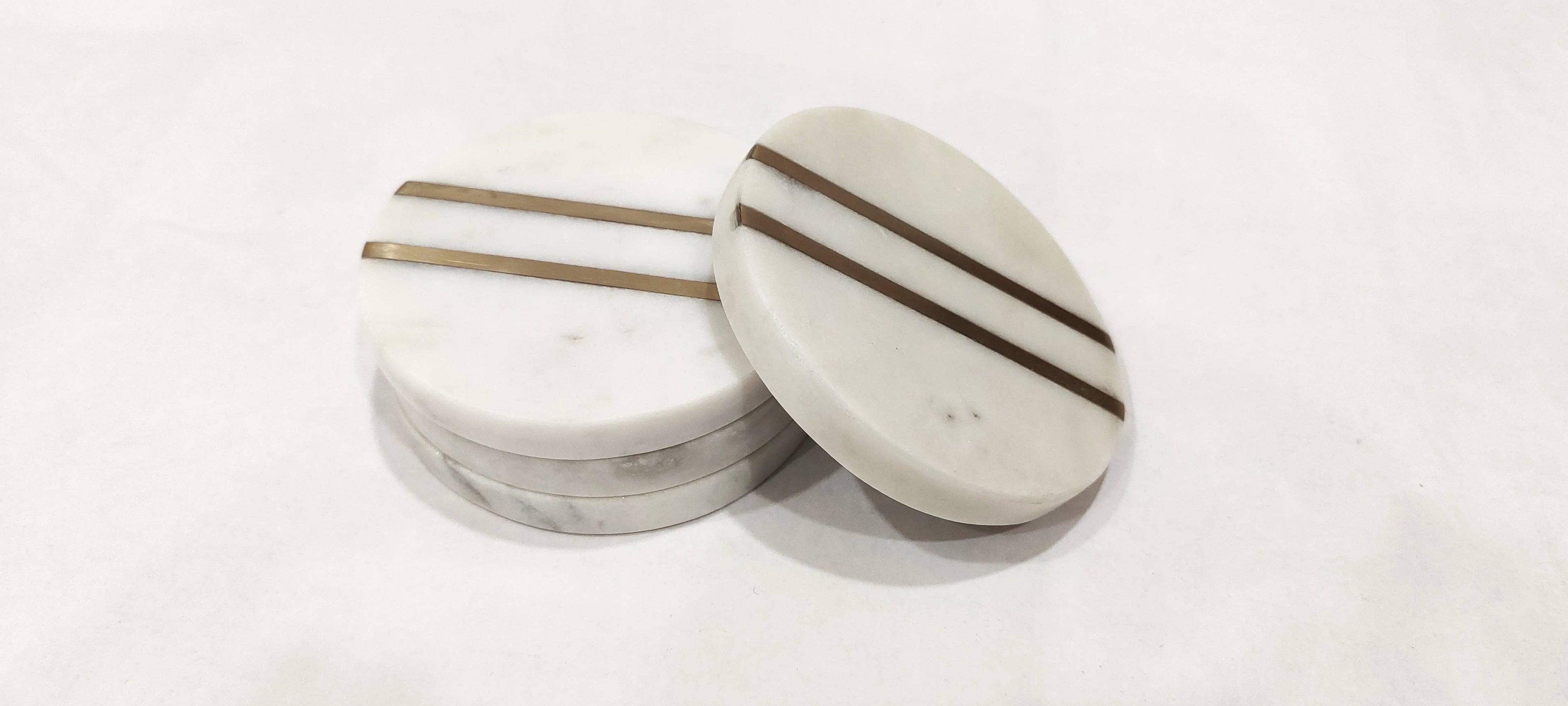 White Marble Coasters - Set of 4