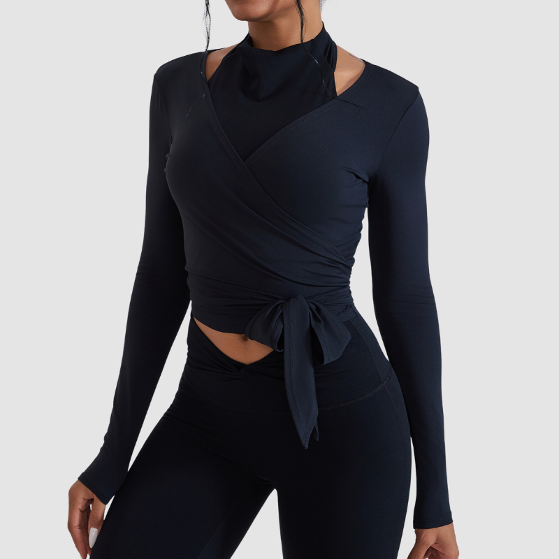 Long Sleeve Wrap Yoga Top