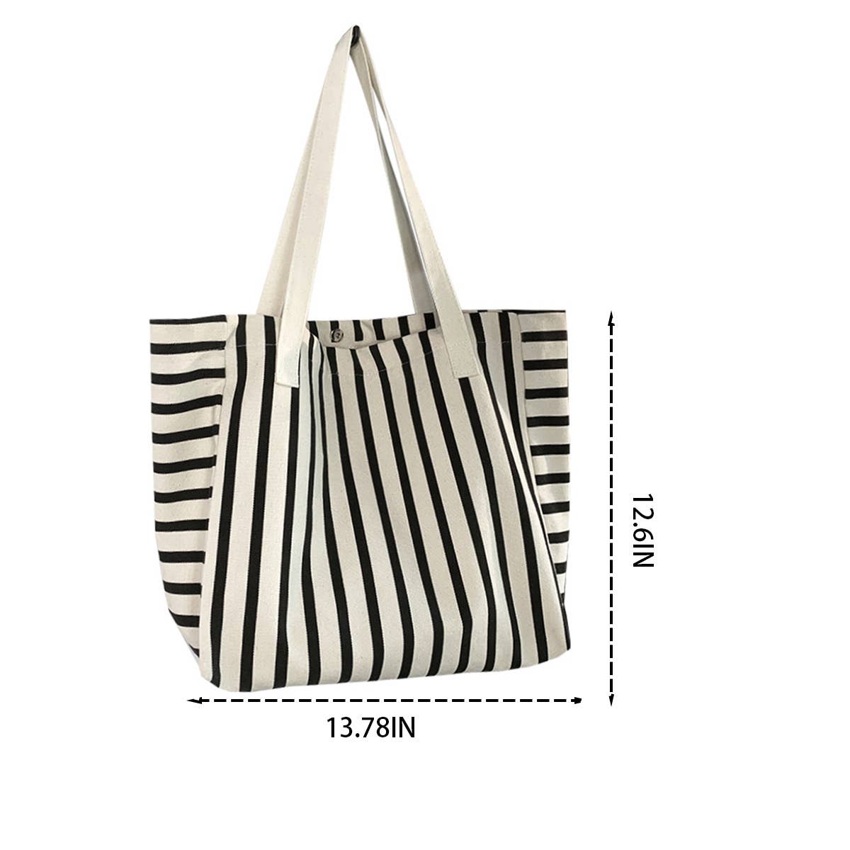Black & White Striped Canvas Tote
