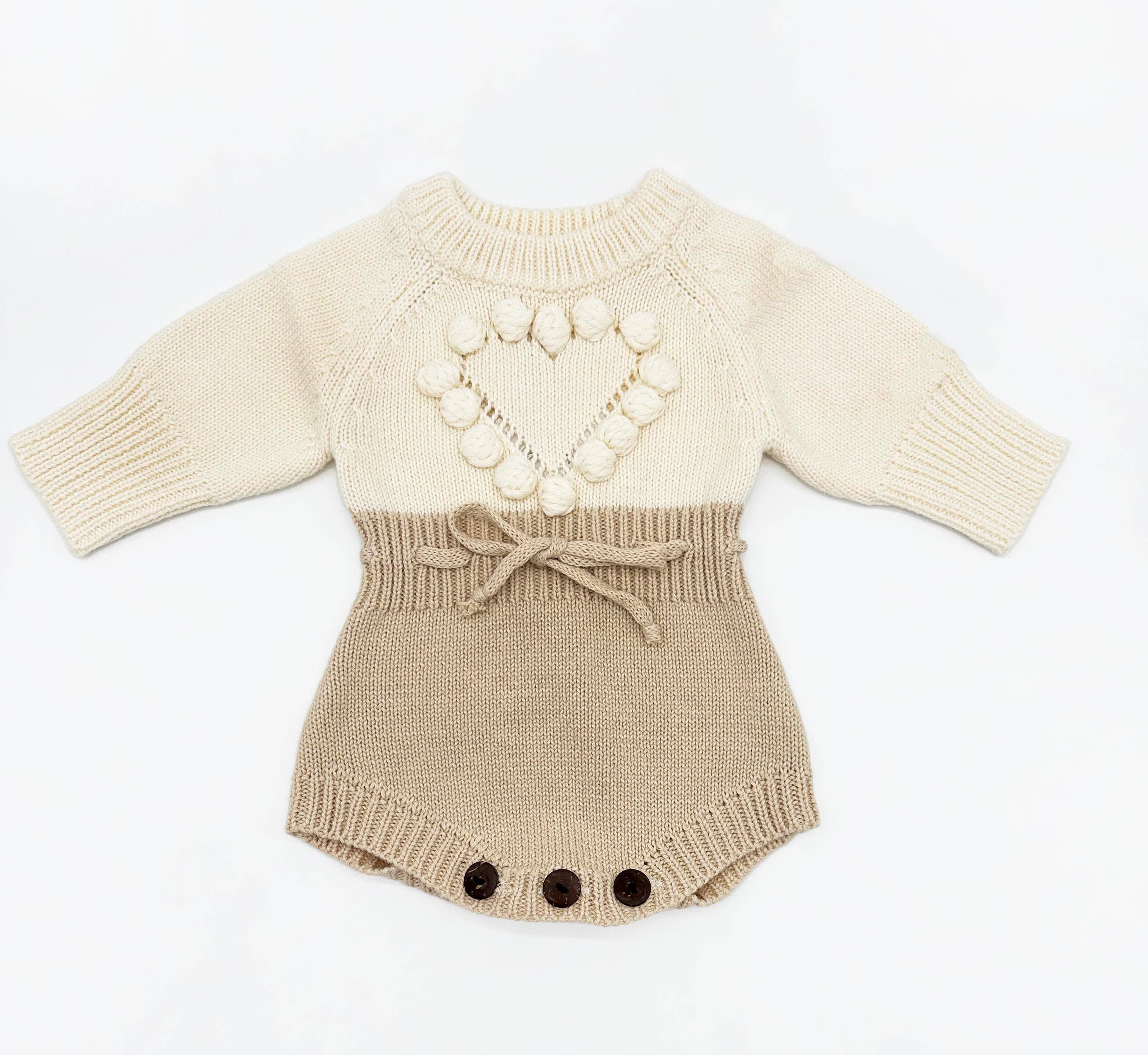 Cream Heart Romper Set: 2pc Romper +Bow