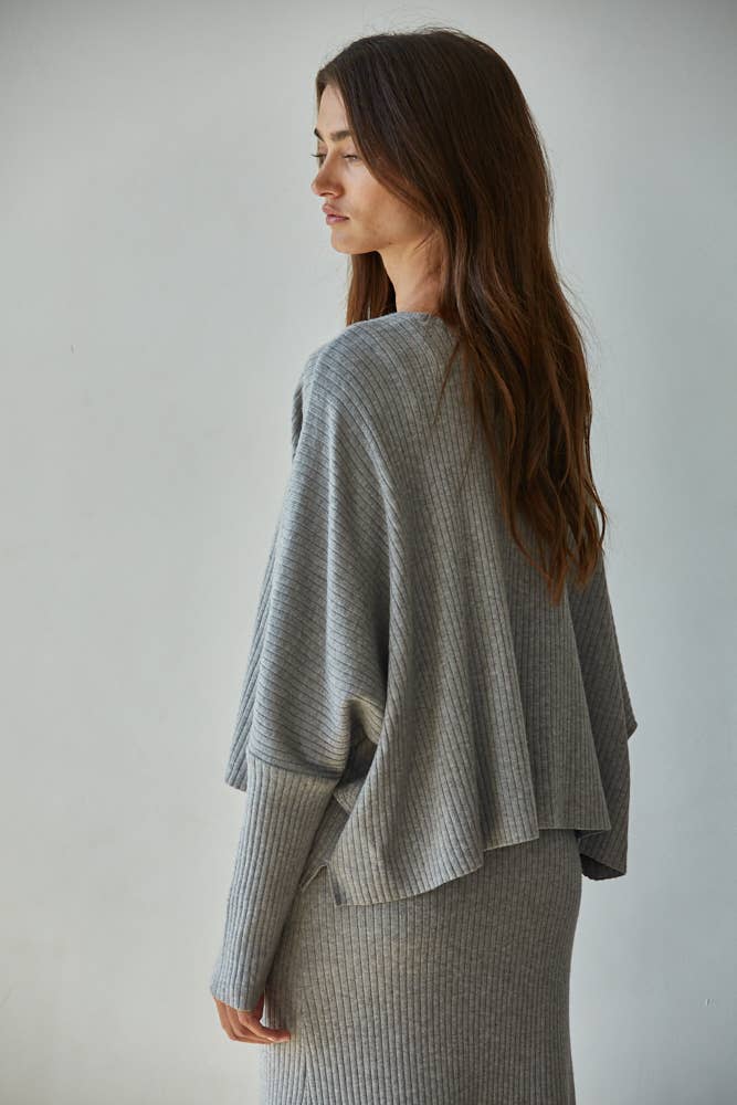 Knit Sweater Ribbed Round Neck Long Sleeve Top