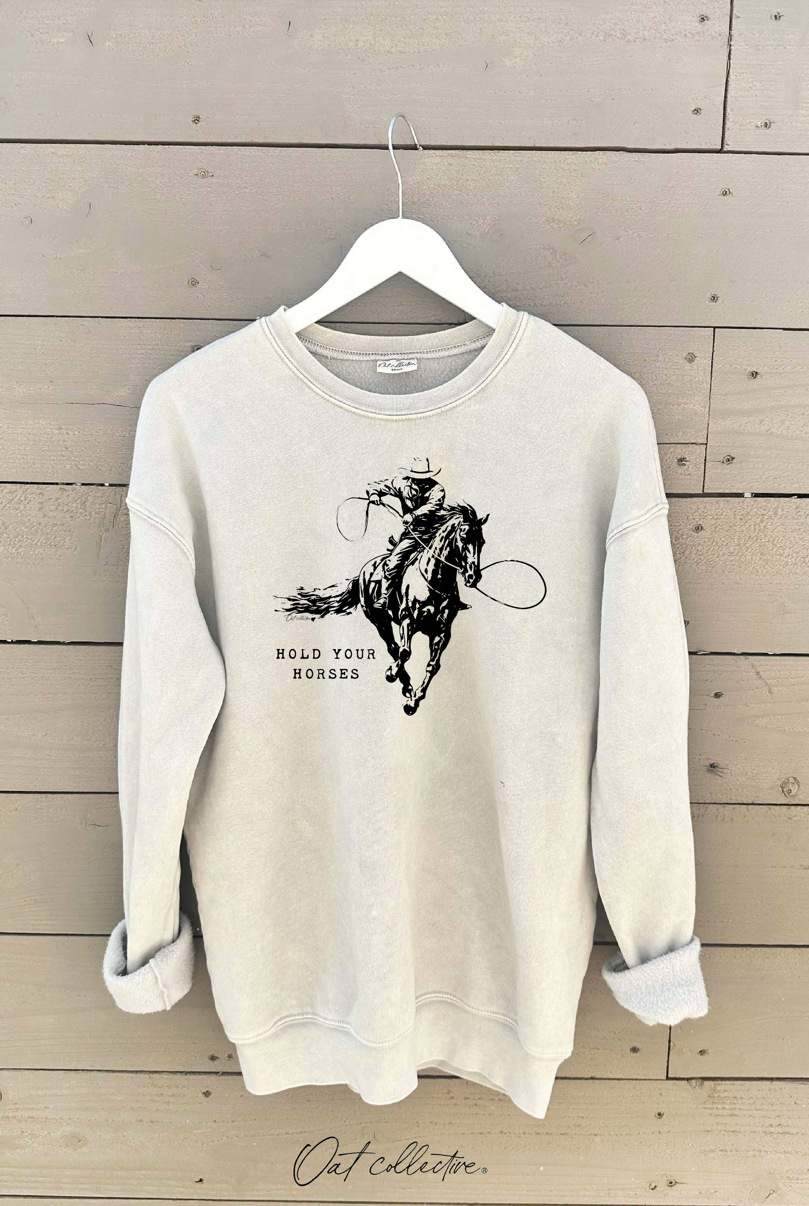 HOLD YOUR HORSES Mineral Graphic Sweatshirt: SOFT PINK