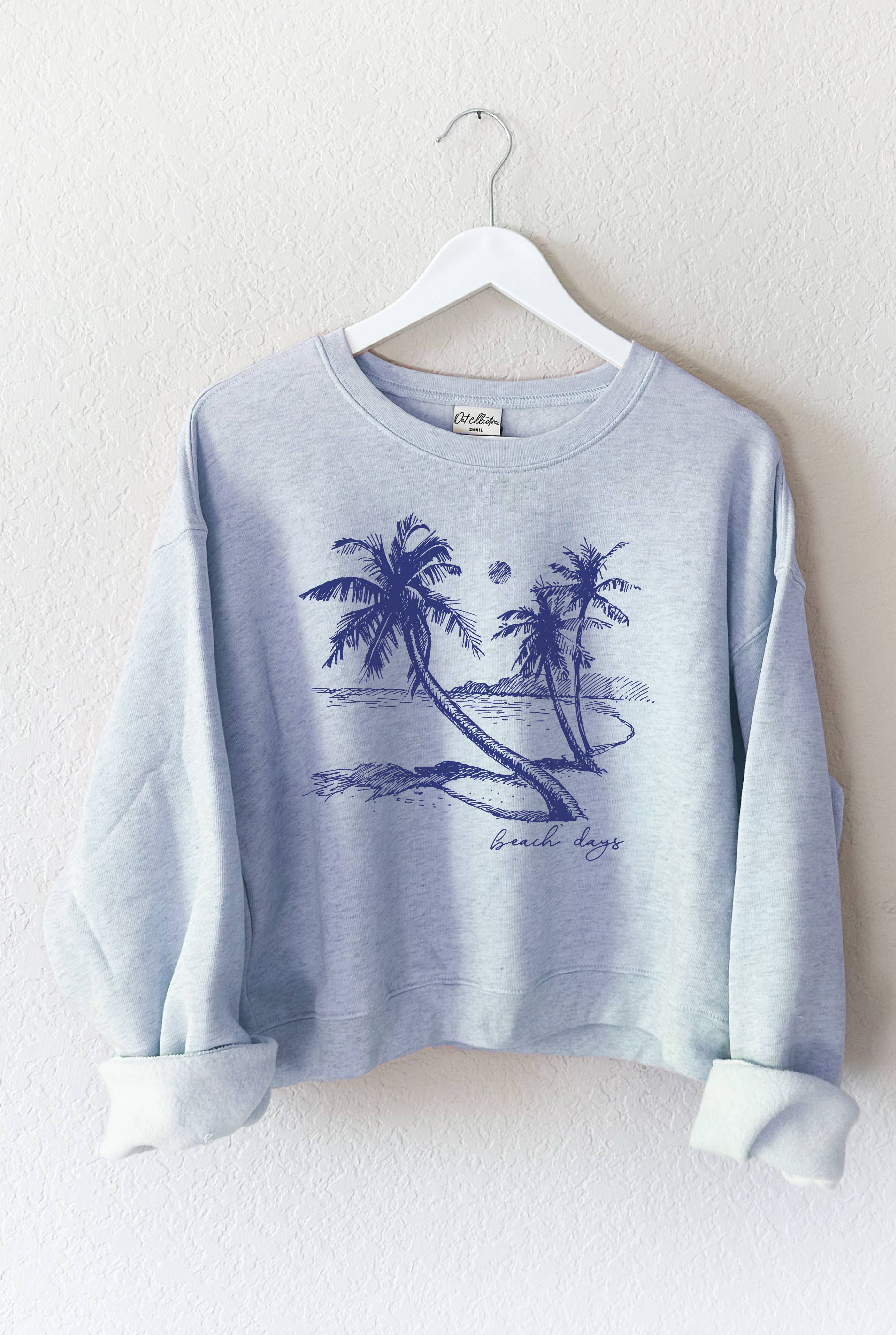 BEACH DAYS Mid Graphic Sweatshirt: ROSE / L