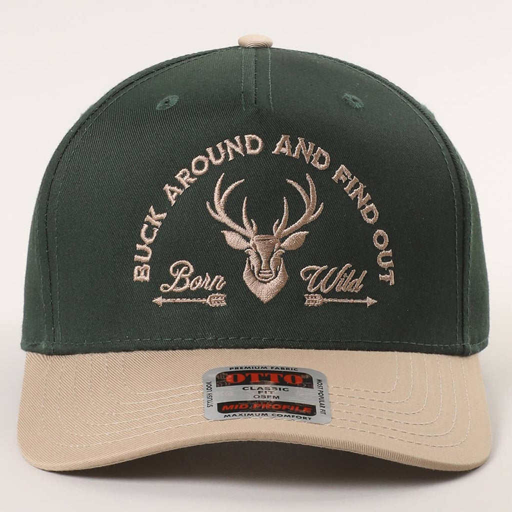 Buck Around And Find Out Embroidered Trucker Hat: BLK/NATL / One Size