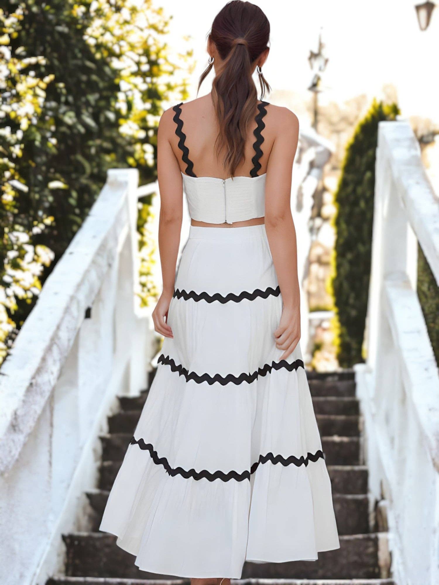 Two-Piece Set with Ruffle Skirt and Cropped Top