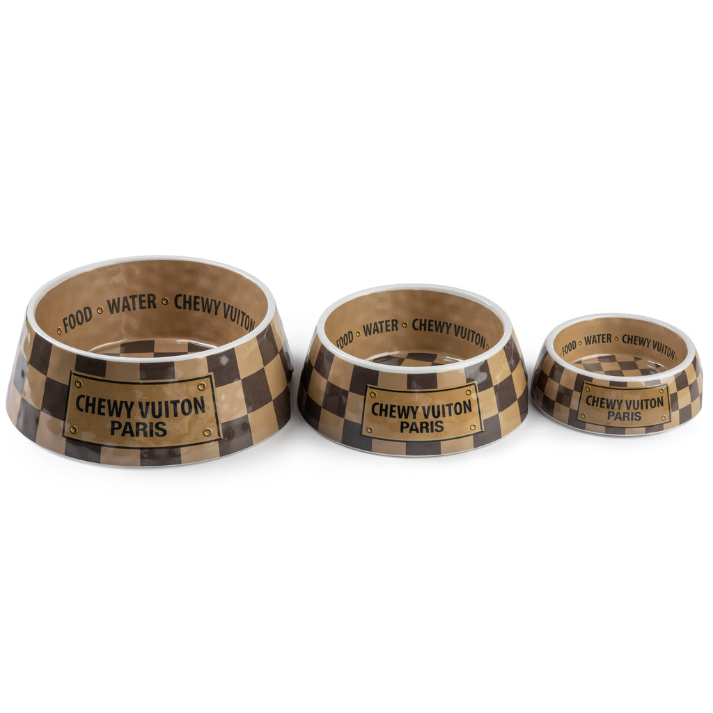 Tan Checker Chewy Vuiton Bowl - Large
