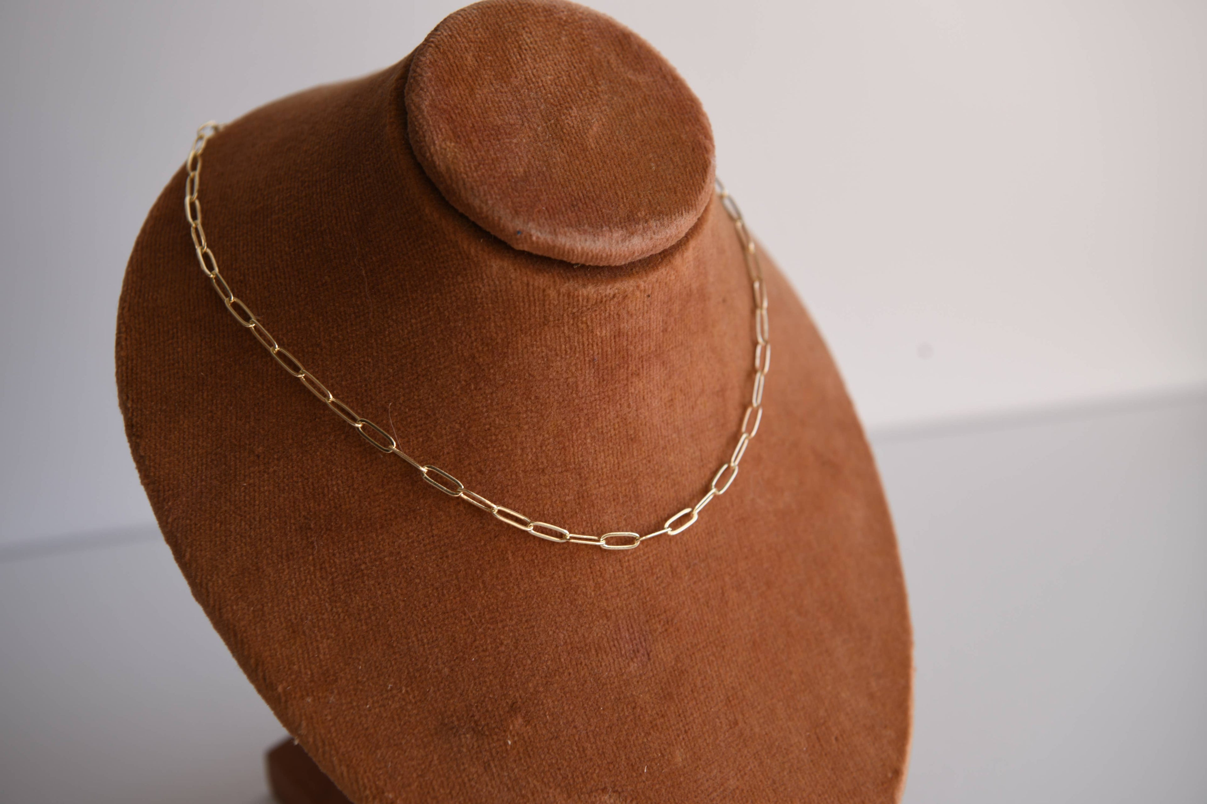 Amber Sunset Paperclip Chain Necklace: 16"