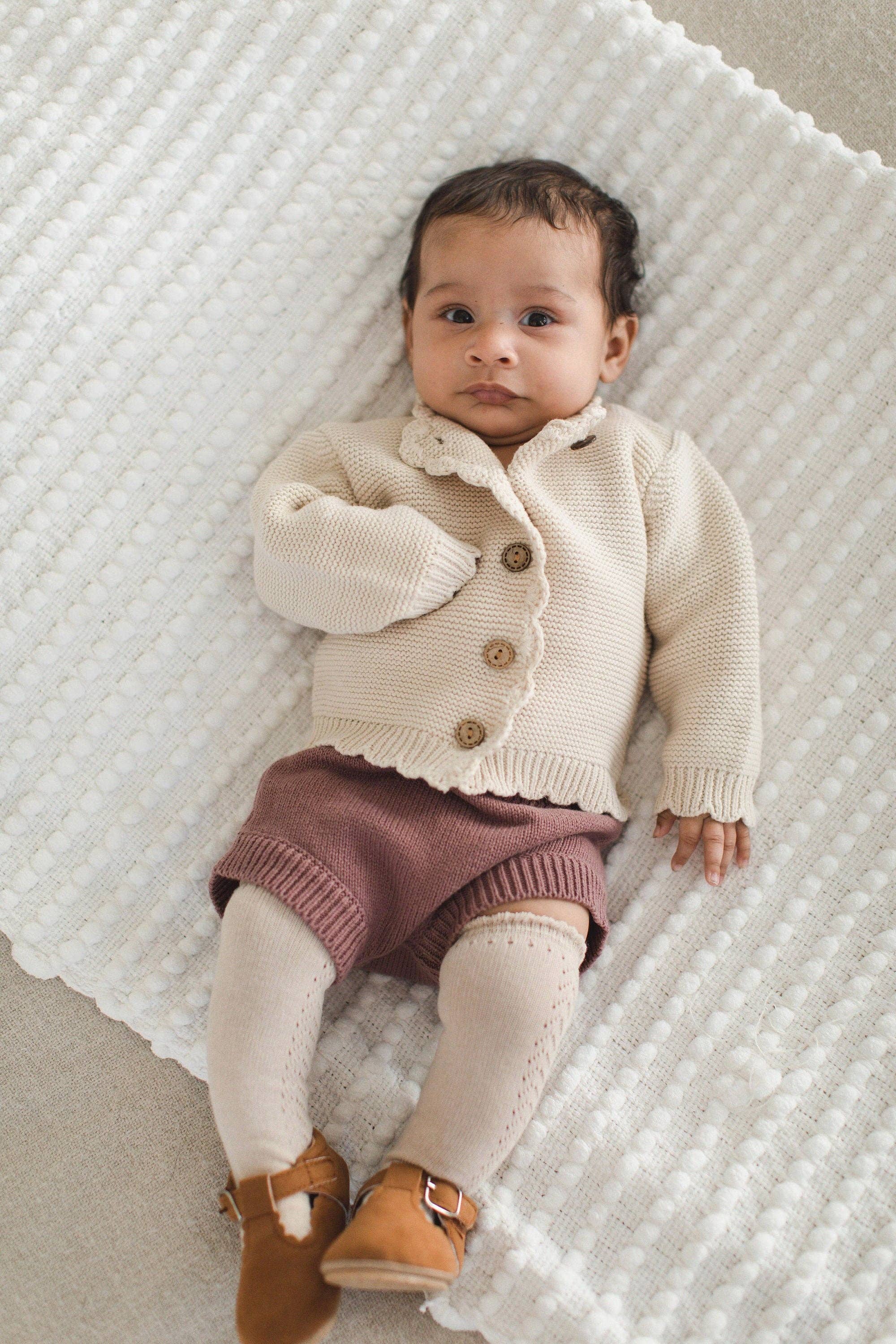 Baby Sophia Sweater: Light oat / 0-3 months