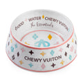 White Chewy Vuiton Dog Bowl - Medium