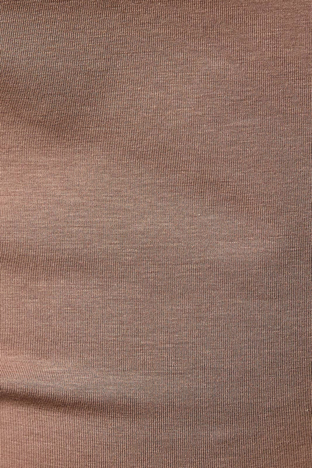 SELF DOUBLE SQUARE NECK TOP WITH BACK CONTRAST TIE DETAIL: MOCHA / L