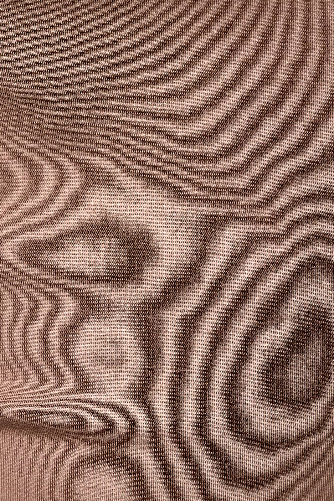 SELF DOUBLE SQUARE NECK TOP WITH BACK CONTRAST TIE DETAIL: MOCHA / L