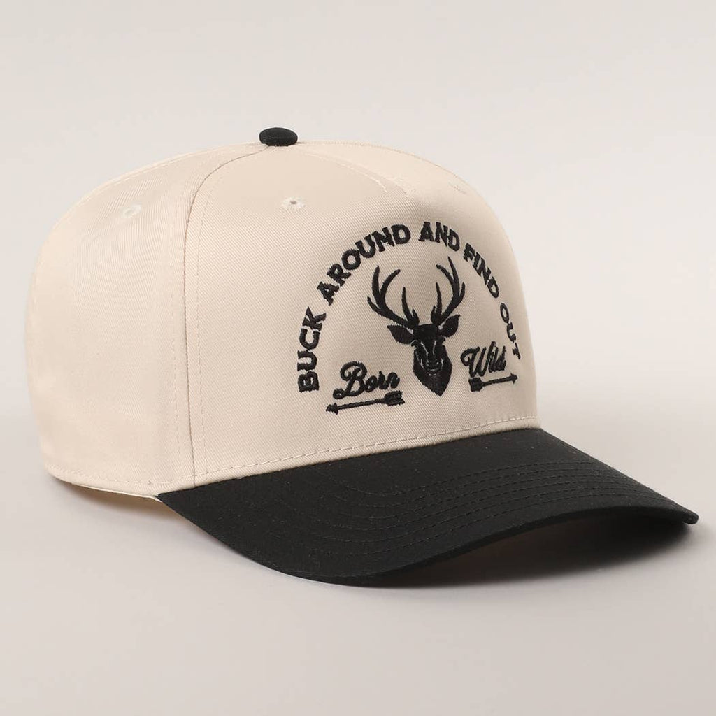 Buck Around And Find Out Embroidered Trucker Hat: BLK/NATL / One Size